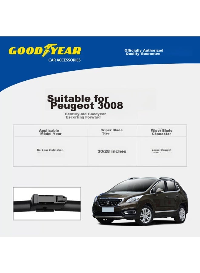 GOODYEAR Goodyear Langjing Windshield Wiper/wiper Blade, Peugeot 3008 Original - Talled A-grade Rubber Strip, 30/28 Pair Set  - Image 3