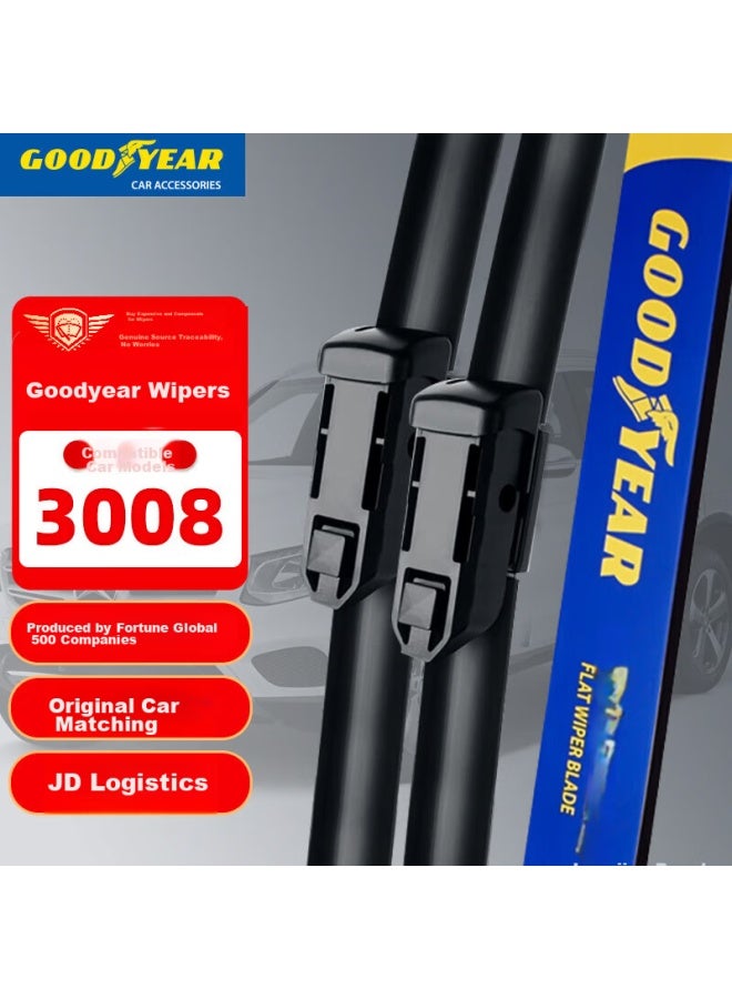 GOODYEAR Goodyear Langjing Windshield Wiper/wiper Blade, Peugeot 3008 Original - Talled A-grade Rubber Strip, 30/28 Pair Set  - Image 1