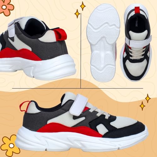 TRASE Kids Sports Shoes for Boys & Girls | Lightweight, Comfortable Unisex Footwear | Lace-Up for Running, Walking & Outdoor Play (Black-Red, 5 UK) - Image 4