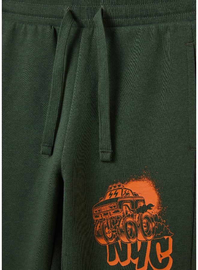 Ovs Fleece joggers with drawstring and print - Image 3
