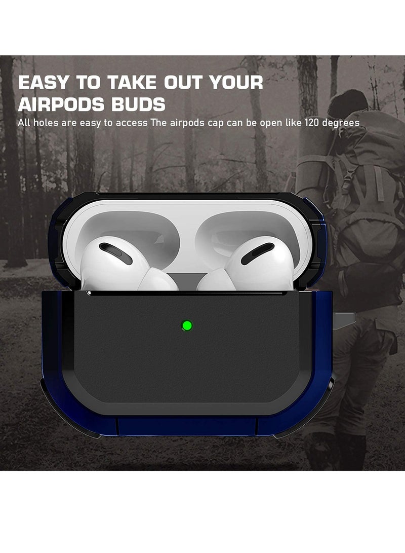 AirPods Pro 2 Case Cover with Keychain Rugged Armor Designed Compatible for Airpods Pro 2nd Case 2023 2022 and Airpods Pro 2019 Case for Women Men Front LED Visible Blue - Image 3