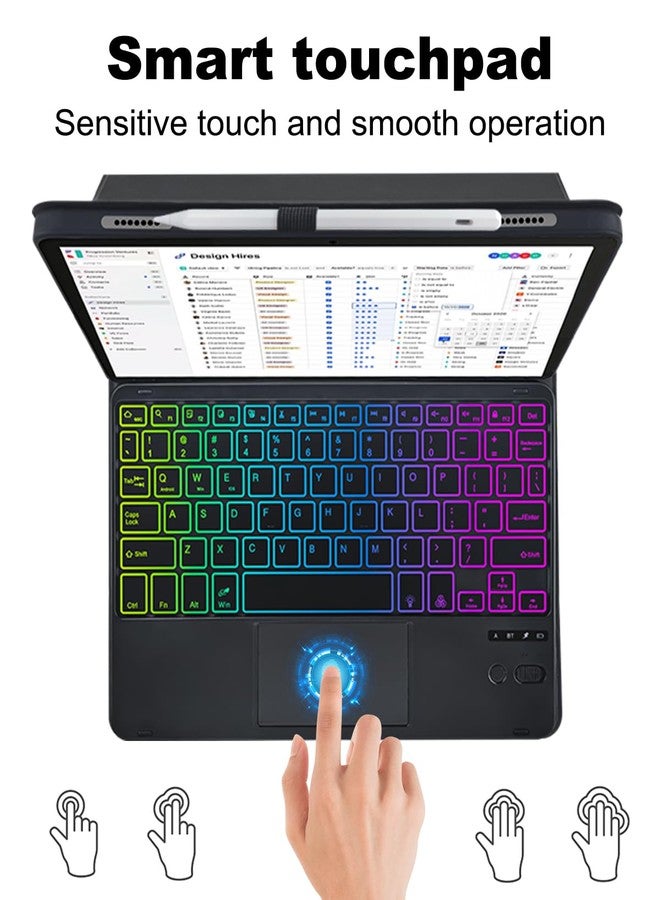 MePadKey Touchpad Keyboard Case for Amazon fire Max 11 11.0-inch 2023(13th Generation),Rainbow Backlight Rechargeable Detachable Keyboard with Pen Holder for Tablet Cover (Black+Black) - Image 5