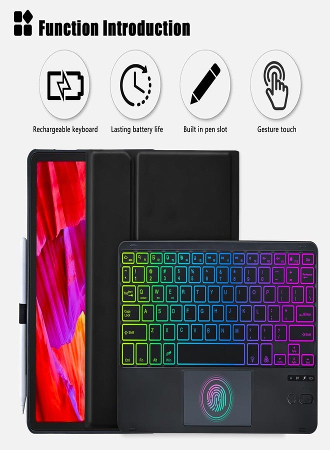 MePadKey Touchpad Keyboard Case for Amazon fire Max 11 11.0-inch 2023(13th Generation),Rainbow Backlight Rechargeable Detachable Keyboard with Pen Holder for Tablet Cover (Black+Black) - Image 3