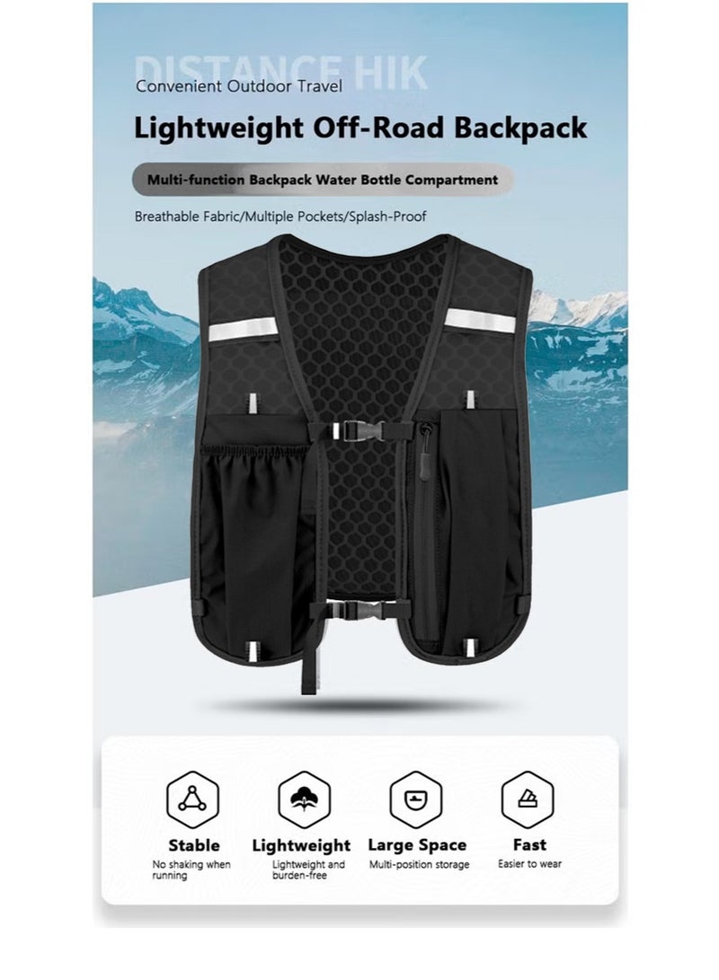 سترة ترطيب قابلة للتنفس للجري، حقائب ظهر خفيفة الوزن عاكسة للجري مع زجاجة مياه ناعمة سعة 500 مل، سترة ترطيب قابلة للتعديل لسباق الماراثون والجري وركوب الدراجات والمشي لمسافات طويلة والتسلق - Image 2