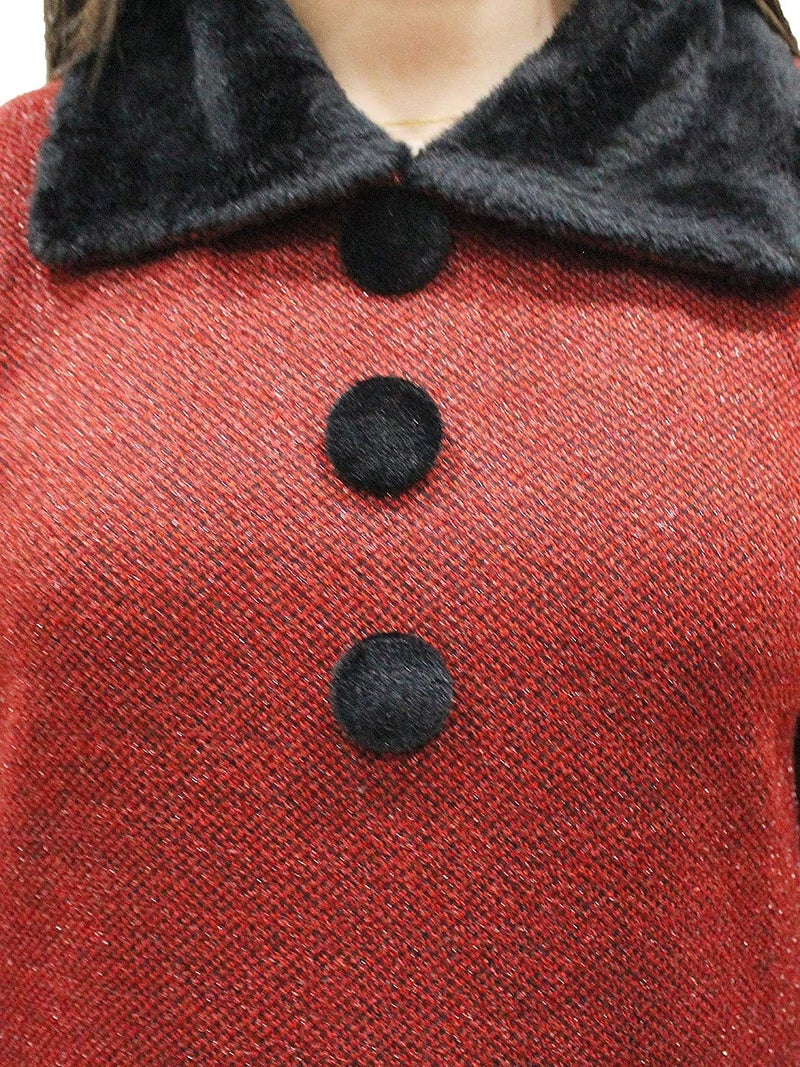 Matelco Women's Wool Straight Fit Kurti For Winters (Ad04Caz45_Black_Parent) (Large, self maroon) - Image 4