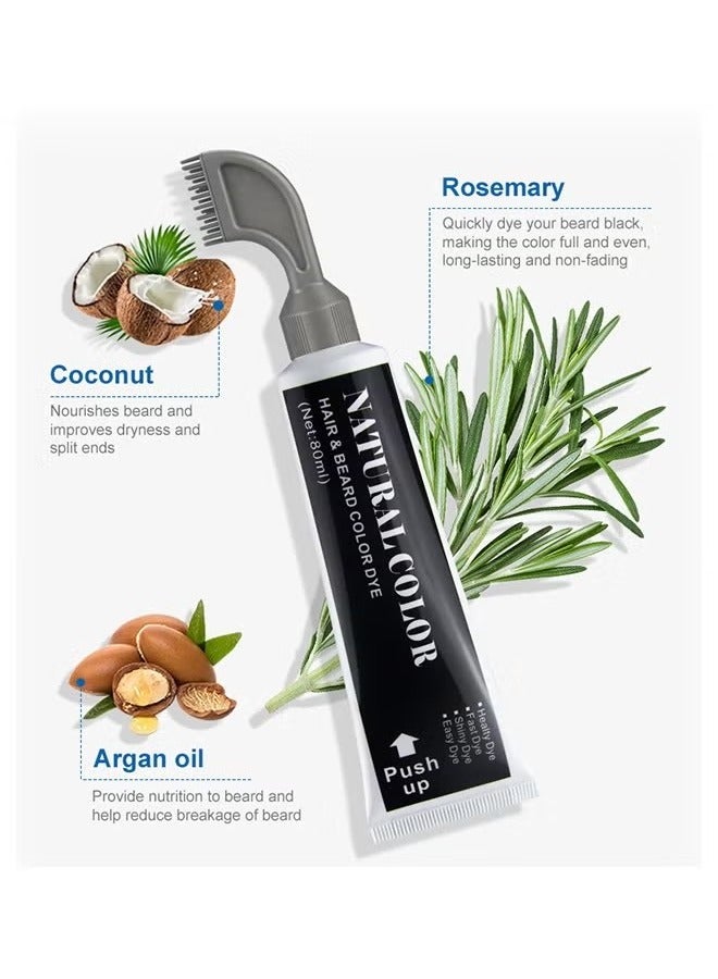 إيلهو لون الشعر والشعر للرجل,صبغة لحية إكليل الجبل 2 في 1,تعزيز فعال لشعر الوجه (أسود) - Image 2