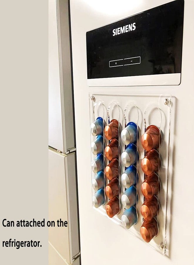 DuvinDD Coffee Pod Holder for Nespresso Original Line Capsule Holder Acrylic Magnetic Coffee Pods Organizer, Freestanding or Magnetic to the Fridge, Hold 40 Capsule Pods Capacity Storage Rack - Image 3