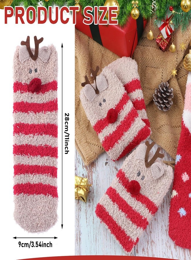 Amaxiu Christmas Fuzzy Socks,2 Pairs Coral Fleece Soft Winter Warm Slipper Sock for Women Girls Xmas Holiday Party Gifts (A) - Image 3