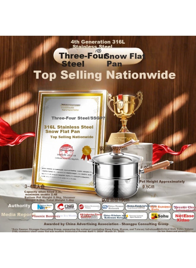 Ssgp Xueping Inner Layer 316l Stainless Steel Milk Pot 22cm Food Grade Noodle Cooking Pot Small Soup Pot Porridge Cooking Pot 38126 - Image 1