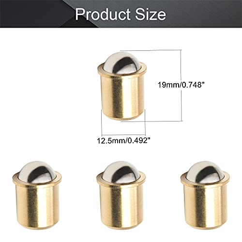 MroMax 5Pcs Closet Door Ball Catch Brass Electroplating 0.49" Diameter Bearing Door Catch 12.5x18.5mm (DXH) with Strike Plate Furniture Fitting for Cabinet Closet Drawer - Image 2