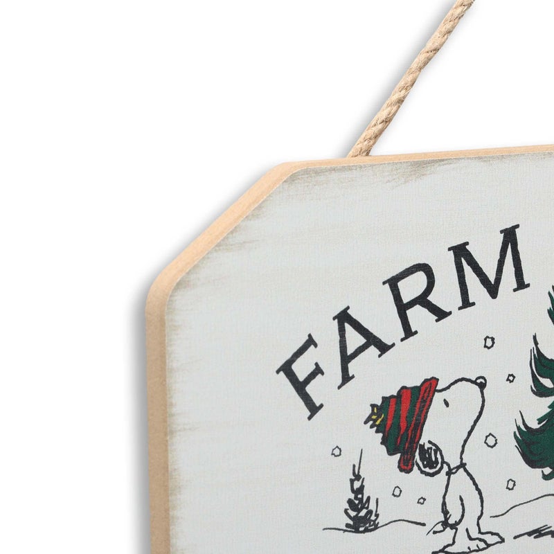 Open Road Brands Peanuts Snoopy Farm Fresh Christmas Trees Hanging Wood Wall Decor - Cute Peanuts Sign for Holiday and Christmas Decorating - Image 4