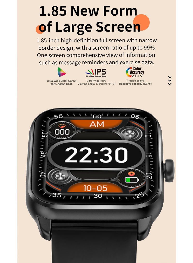 YZ19-Black Outdoor Fitness Smartwatch with Heart RateSpO2 Sports Modes Voice Calling and Bluetooth - Image 4