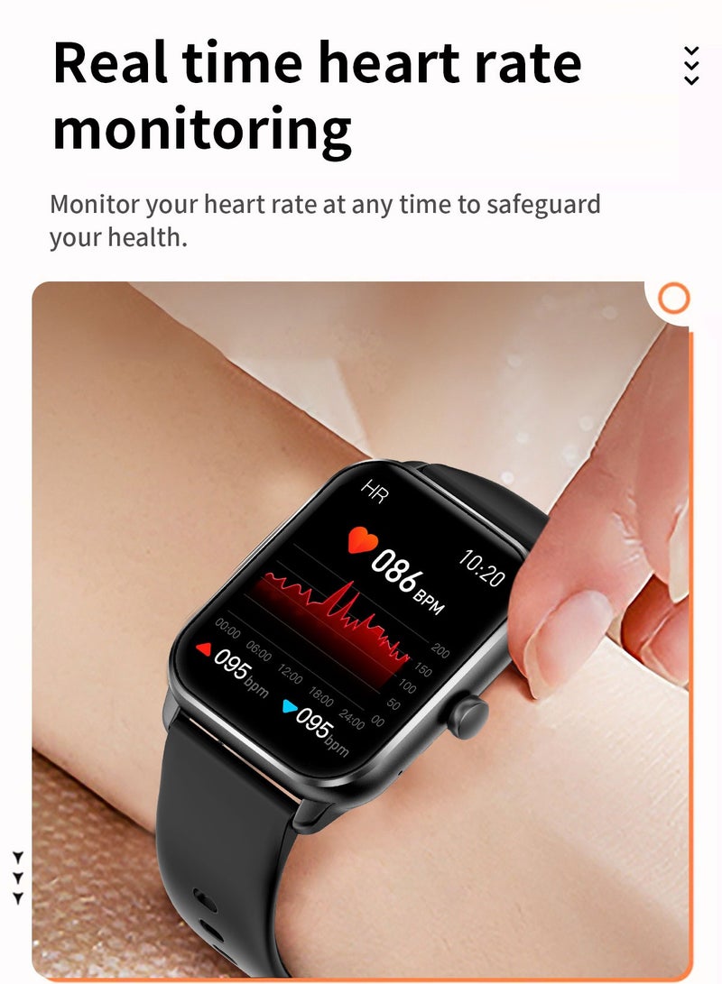 YZ19-Black Outdoor Fitness Smartwatch with Heart RateSpO2 Sports Modes Voice Calling and Bluetooth - Image 5