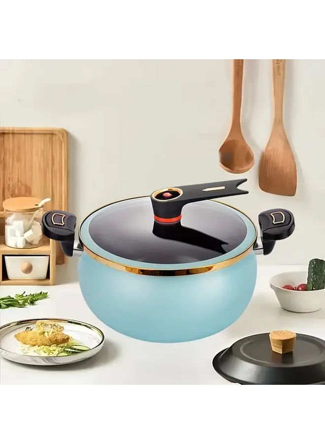 1pc Chubby 7L Large Capacity Soup Pot with Glass Lid 10.24inch Stew Cooker Compatible with Gas Stoves Black Wrought Iron Perfect for Quick Soups and Stews Stylish Kitchen Cookware - Image 3