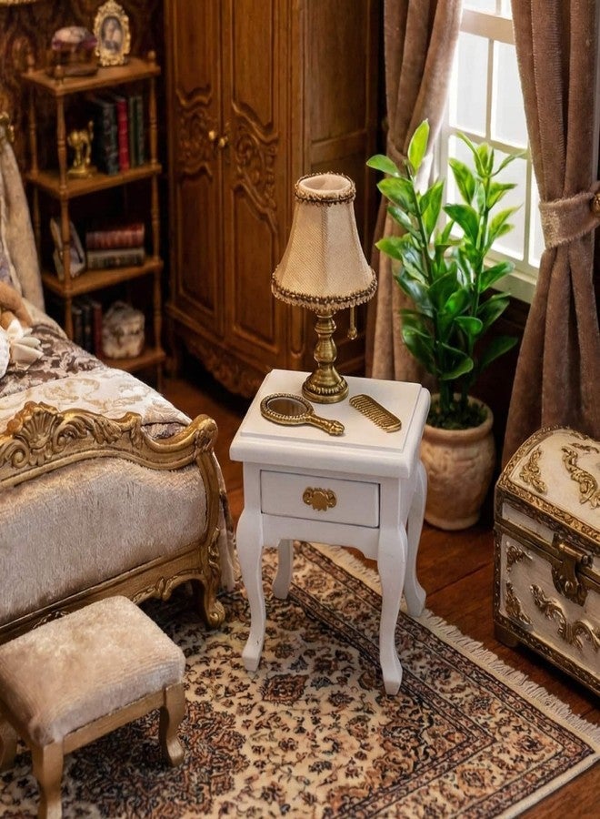CHAMBERY 1:12 Scale Miniature Nightstand Wooden End Table with Pull-Out Drawer Dollhouse Furniture Accessories - Image 4