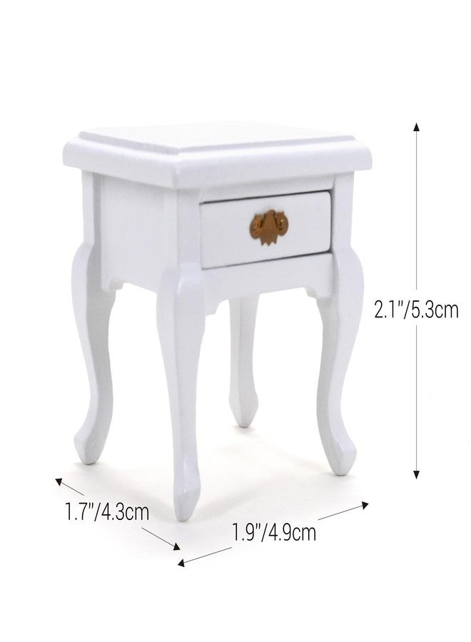 CHAMBERY 1:12 Scale Miniature Nightstand Wooden End Table with Pull-Out Drawer Dollhouse Furniture Accessories - Image 5
