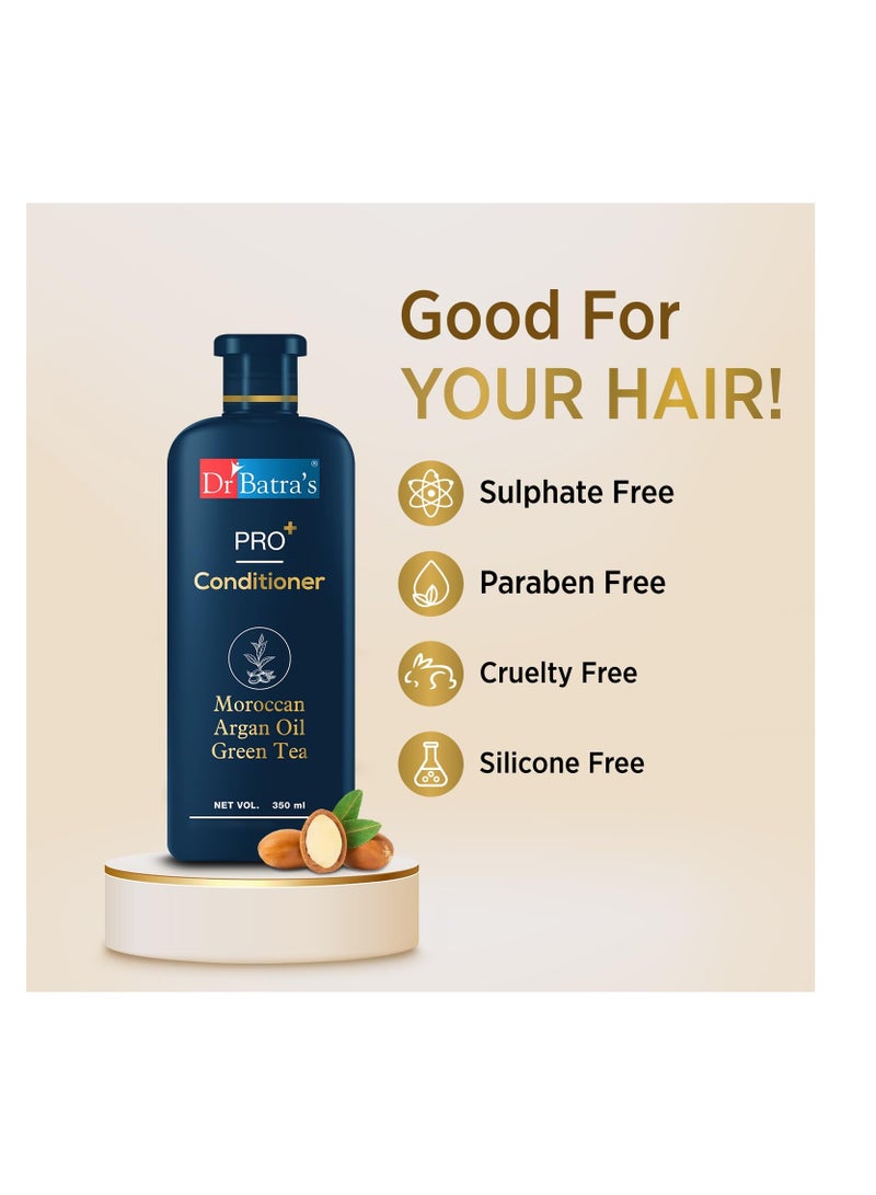 Dr Batra's PRO Conditioner Each Enriched with Moroccan Argan Oil Green Tea Vitamin B For Healthy Soft Hair Damage Repair Paraben free 350 ml - Image 3