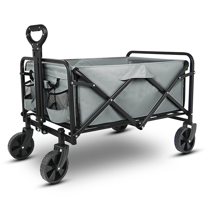 Yesker Foldable Wagon - 220lbs Collapsible Garden Carts with All Terrain Wheels for Outdoor Camping Sports Shopping Gardening - Heavy Duty Portable Utility Trolley (Gray) - Image 1