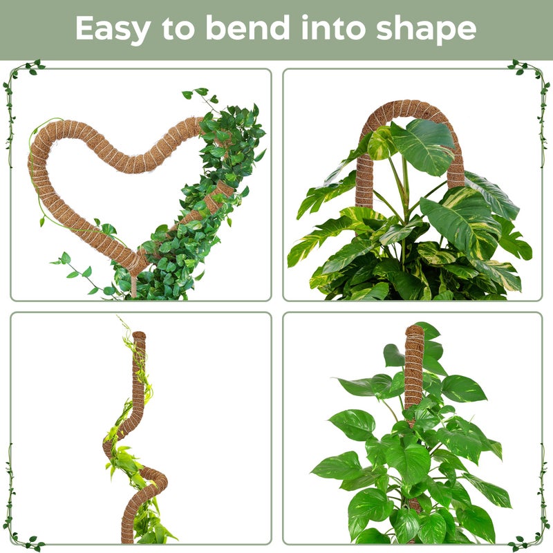 K-Brands 2 Pack 28'' Bendable Moss Pole Monstera Plant Support for Climbing Indoor Plants - Stakes for Potted Climbers - Tall Sticks Indoor Trellis for Houseplants - Accessories for Monstera Pot - Image 3