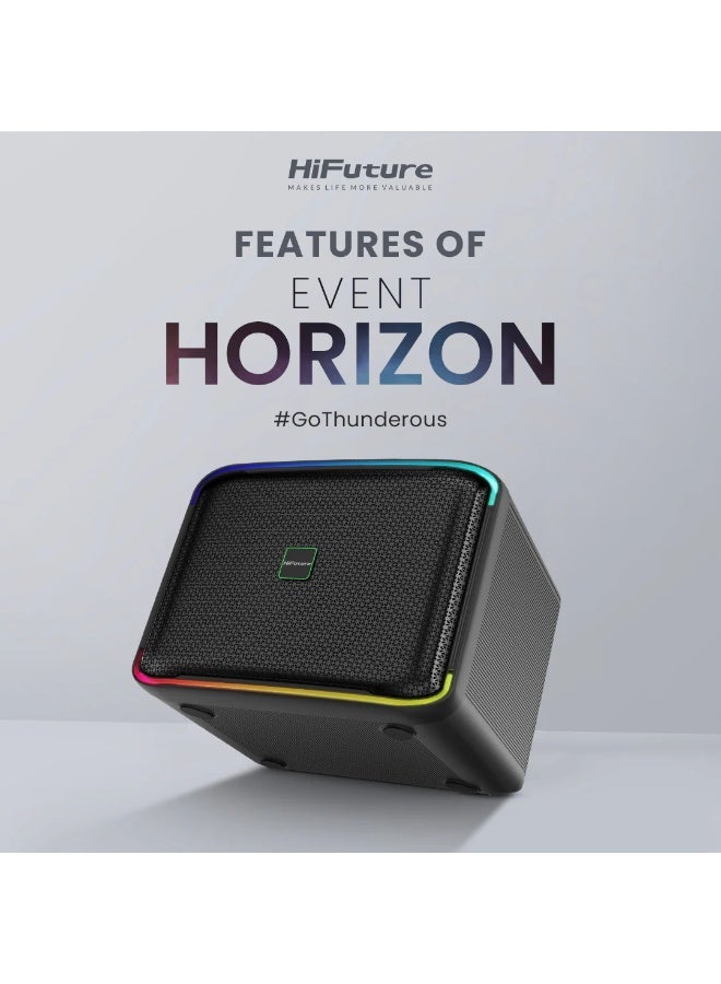 HiFuture Event Horizon Wireless Bluetooth Speaker, 100W Powerful Output, Deep Bass & Clear Sound, Party & Outdoor Speaker – Black - Image 2