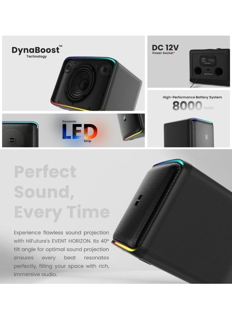 HiFuture Event Horizon Wireless Bluetooth Speaker, 100W Powerful Output, Deep Bass & Clear Sound, Party & Outdoor Speaker – Black - Image 5