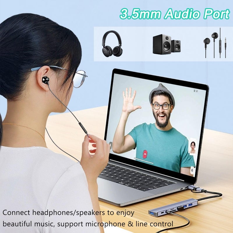 vienon USB C Hub USB Hub 3.0, VIENON Aluminum 8 in 1 USB Extender with SD/TF Card Reader, 3.5mm Aux Headphone Jack for MacBook Pro Air and More PC/Laptop/Tablet Devices - Image 5