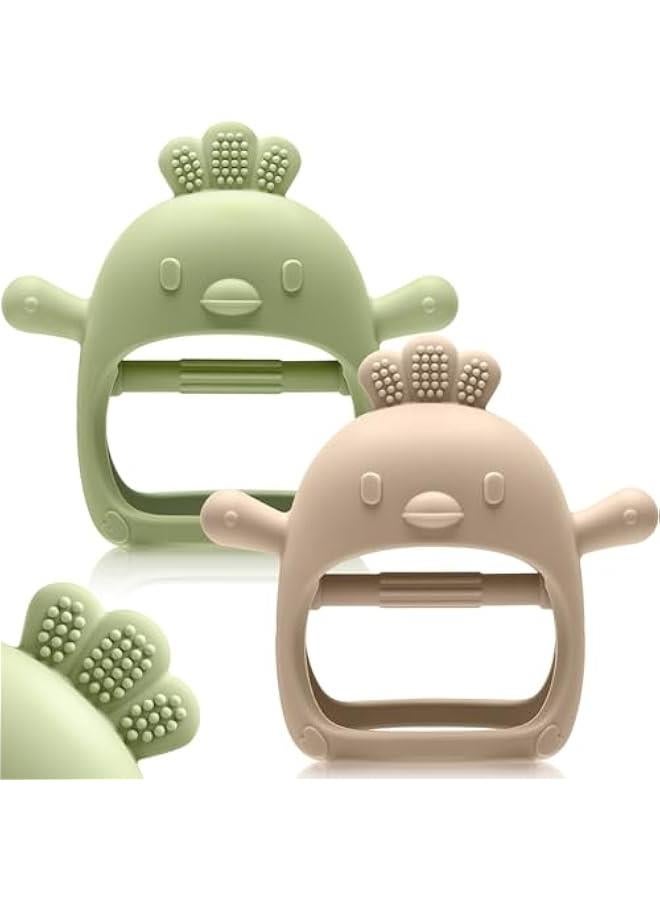 2 Pack  Baby Teething Toys for 0-6 6-12 Months, Never Drop Infant Teether Teething Mitten Toys for 3 6 9 12 Months, Newborn  Basket Stuffers Gifts for Baby Boys Girls - Image 1