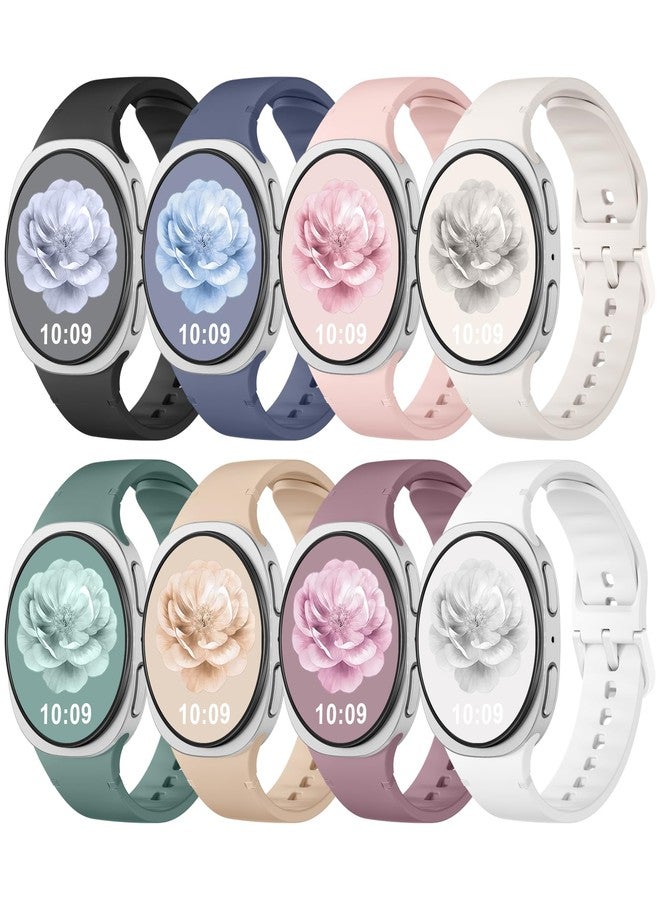 DaQin 8 Pack Sport Bands Compatible for Samsung Galaxy Watch 8 Band 40mm 44mm/Galaxy Watch 8 Classic 46mm, No Gap Soft Silicone Waterproof Strap Replacement for Women Men, M/L - Image 1