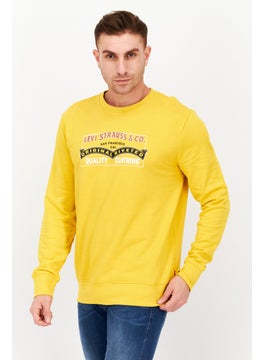 Levi's Men Crew Neck Graphic Print Long Sleeve Sweatshirt, Yellow  - Image 1