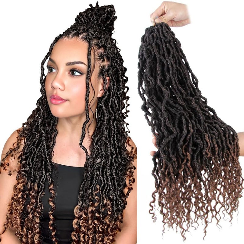 BOHOBABE Faux Locs Crochet Hair 24 Inch Boho Soft Crochet Locs with Curly Ends Long Bohemian Goddess Locs Crochet Braids for Black Women 6 Packs T30