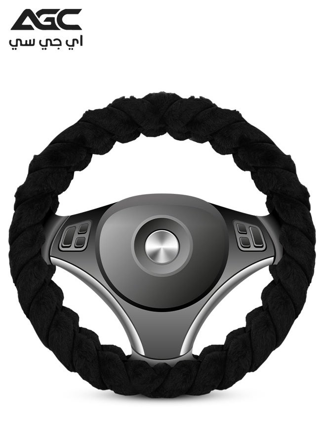 Agc - AGC Steering Wheel Cover for Cars, SUVs, and Trucks – Anti-Slip, Heat-Resistant, Soft Fabric, All-Season Protection for Round Steering Wheels 38cm ST-10184 Black - Image 1