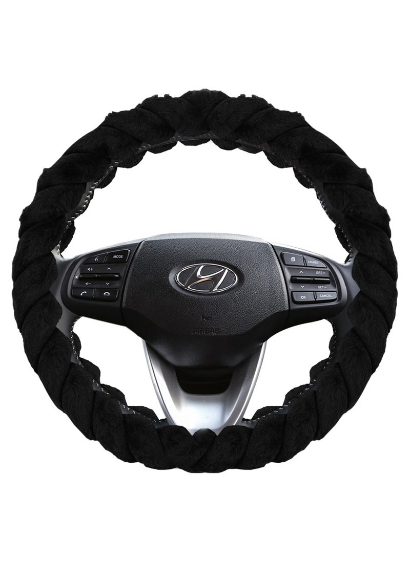 Agc - AGC Steering Wheel Cover for Cars, SUVs, and Trucks – Anti-Slip, Heat-Resistant, Soft Fabric, All-Season Protection for Round Steering Wheels 38cm ST-10184 Black - Image 1