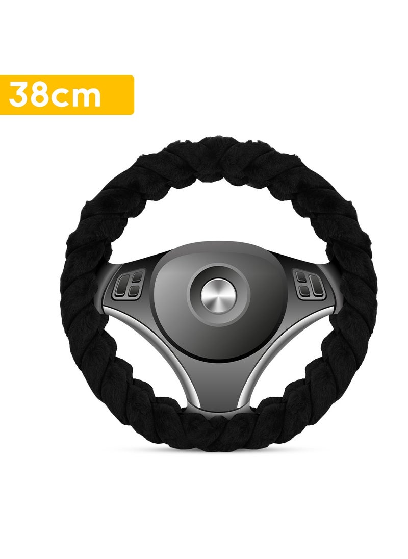 Agc - AGC Steering Wheel Cover for Cars, SUVs, and Trucks – Anti-Slip, Heat-Resistant, Soft Fabric, All-Season Protection for Round Steering Wheels 38cm ST-10184 Black - Image 1