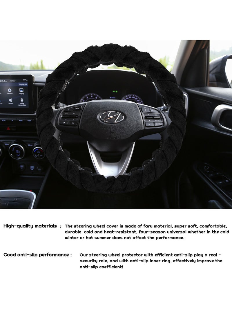 Agc - AGC Steering Wheel Cover for Cars, SUVs, and Trucks – Anti-Slip, Heat-Resistant, Soft Fabric, All-Season Protection for Round Steering Wheels 38cm ST-10184 Black - Image 1