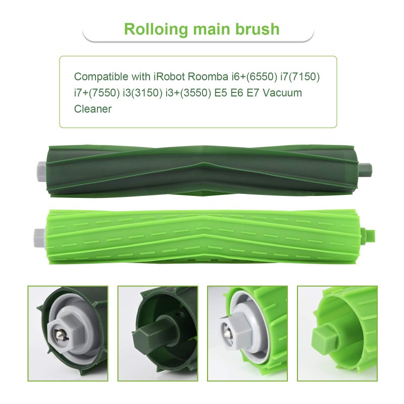 Cyorka 26 حزمة قطع غيار لـ iRobot Roomba j7(7150) j7+ (7550) i3(3150) i3+(3550) i4 i6 i6+(6550) i7(7150) i7+(7550) i8 i8+ روبوت، 2 مجموعات من فرش الأسطوانة، 8 فلاتر، 8 فرش جانبية، 8 أكياس غبار - Image 2