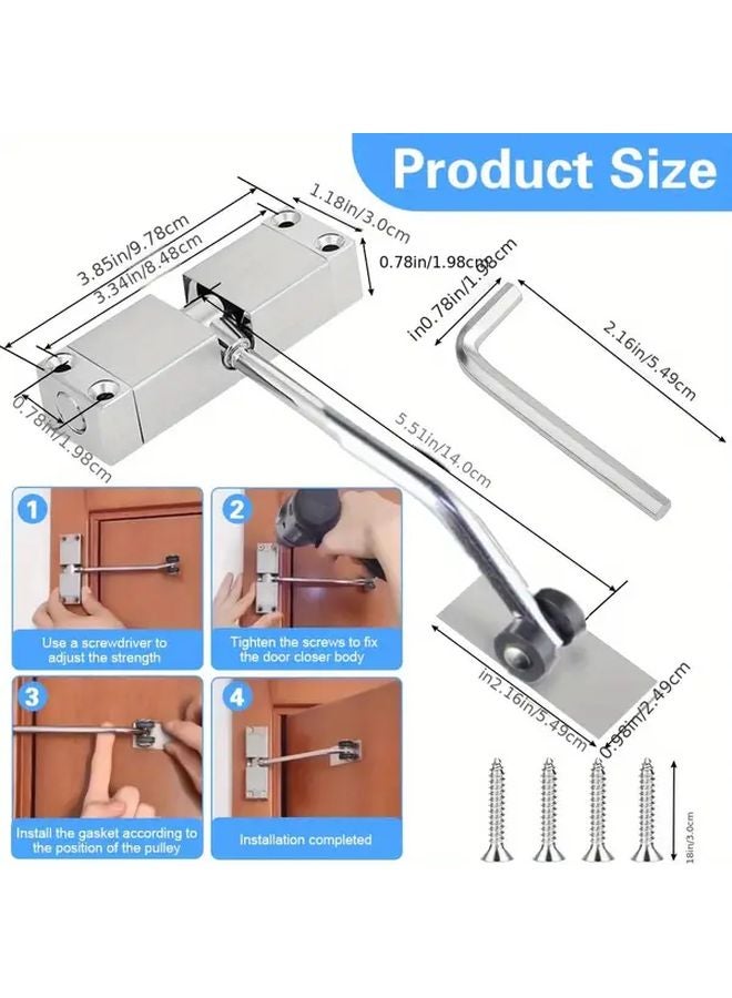 2pcs Black Automatic Door Closer Hydraulic Buffer Adjustable Spring Close Easy Install - Image 4