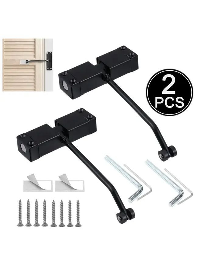 2pcs Black Automatic Door Closer Hydraulic Buffer Adjustable Spring Close Easy Install - Image 1