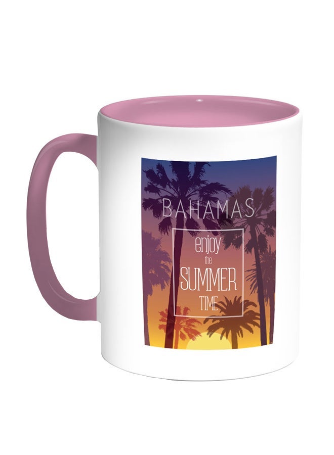 RYN Enjoy The Summer Time Printed Coffee Mug Pink/White/Blue 11ounce