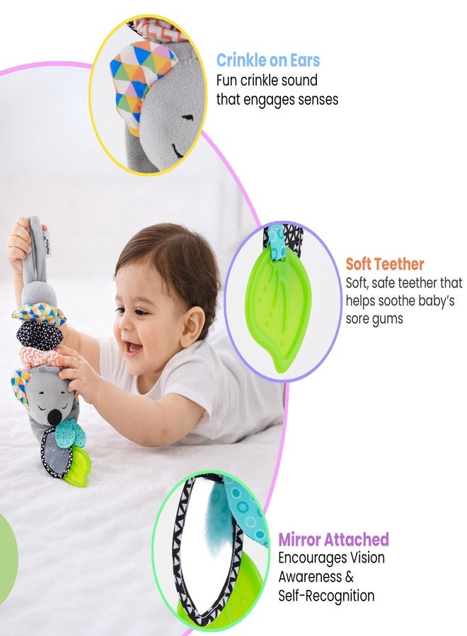 Nuluv Musical Koala Baby Stroller Toy, Soft Plush Sensory Jitter Toy with Music, Teether & Crinkle Ears, Calming Bedtime Companion, Soothing Sound & Vibration, for Babies Aged 3+ Months - Image 2