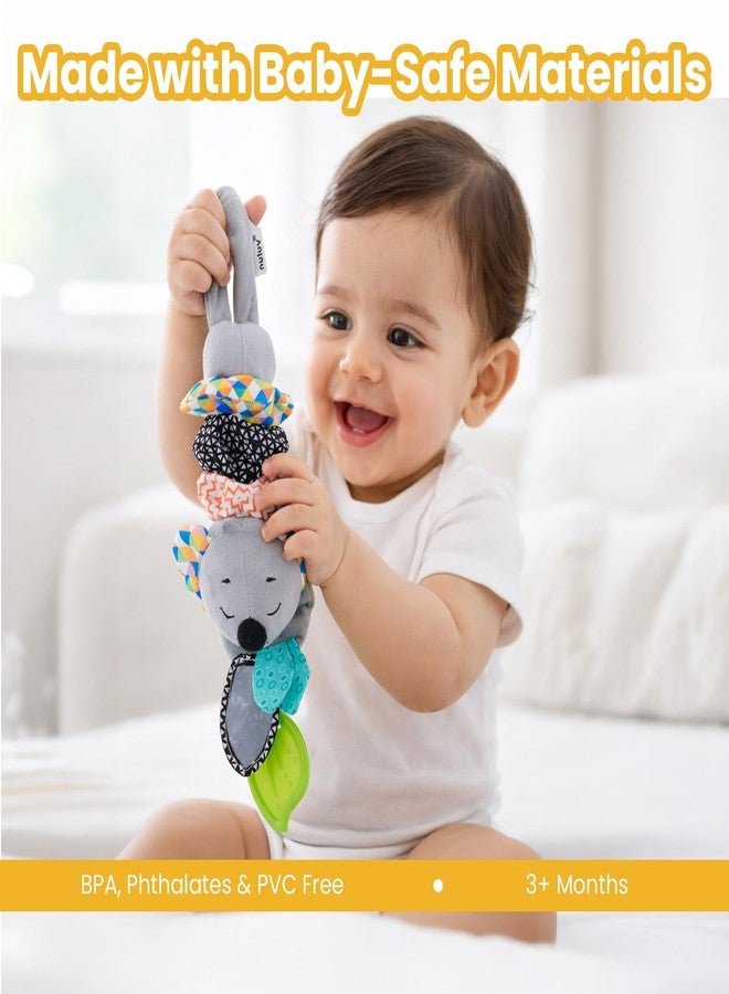 Nuluv Musical Koala Baby Stroller Toy, Soft Plush Sensory Jitter Toy with Music, Teether & Crinkle Ears, Calming Bedtime Companion, Soothing Sound & Vibration, for Babies Aged 3+ Months - Image 5