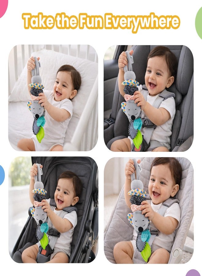 Nuluv Musical Koala Baby Stroller Toy, Soft Plush Sensory Jitter Toy with Music, Teether & Crinkle Ears, Calming Bedtime Companion, Soothing Sound & Vibration, for Babies Aged 3+ Months - Image 3