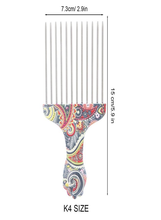ANGGREK Afro Pick Comb - Stainless Steel Detangler for Curly Hair Styling (Waist flower K4) - Image 5