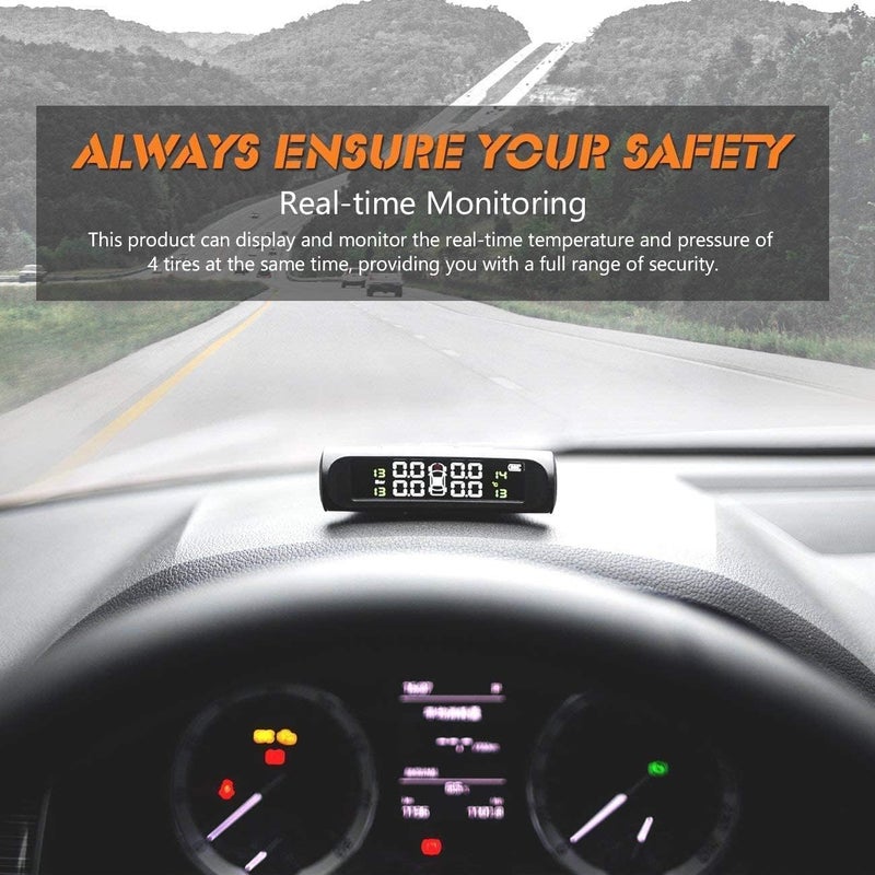 SCIENISH Car Tire Pressure Monitoring Intelligent System Solar Power Wireless LED Display TPMS with 4 External Sensor - Image 3