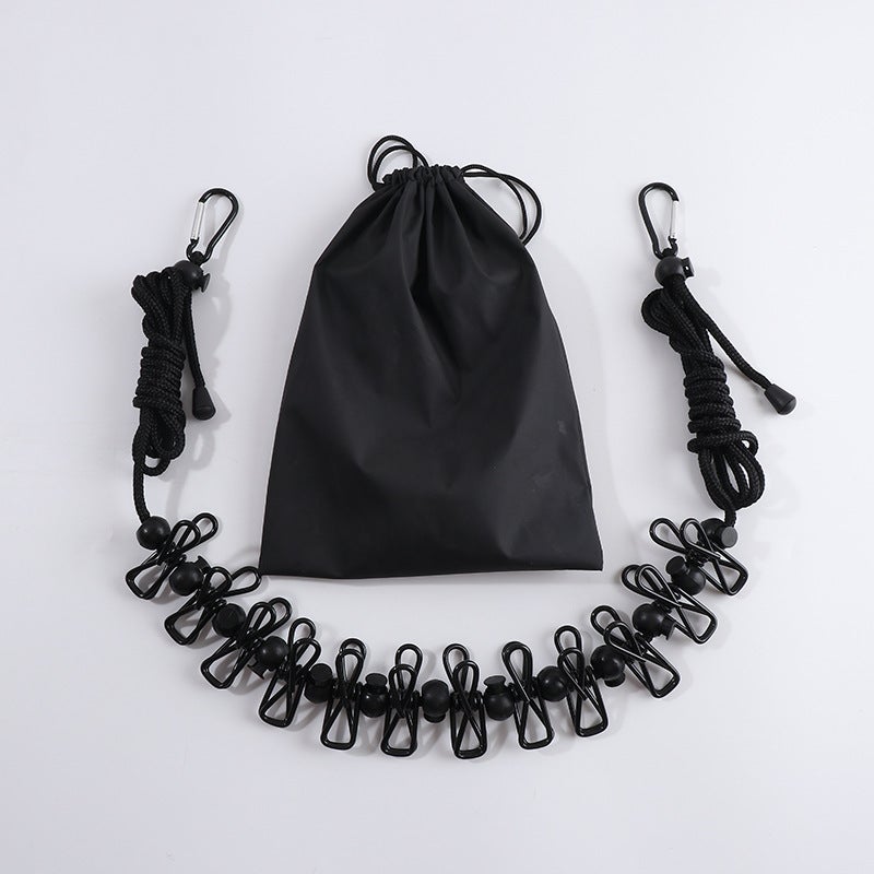 Colorful Portable Outdoor Hanging Lamp Rope Windproof Clothes Drying Rope Camping Tent Hanging Utility Wild Camping Multi-Purpose Rope Black 