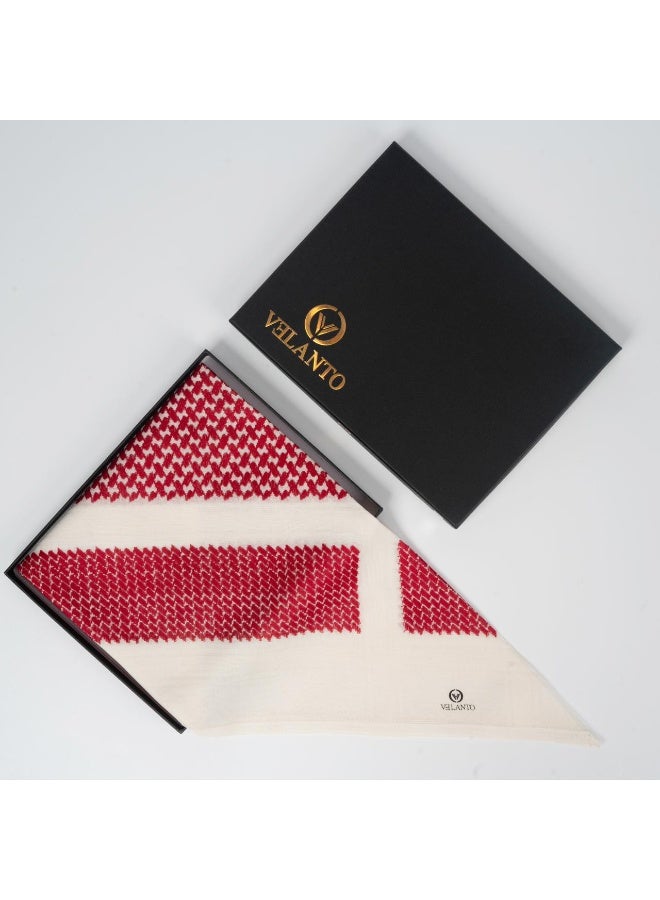 VELANTO Red and white shemagh with white edges for men - Image 1