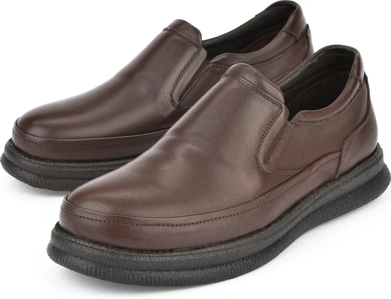 زيا , Men's Leather Comfort Shoes 14310ZCL03 Brown