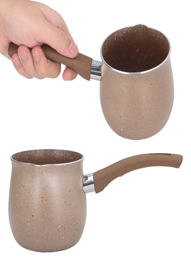 Acouto Small Milk Pan, Brown Aluminum Alloy Sauce Pan Small Soup Pot with Single Handle for Coffee Butter Chocolate - Image 4