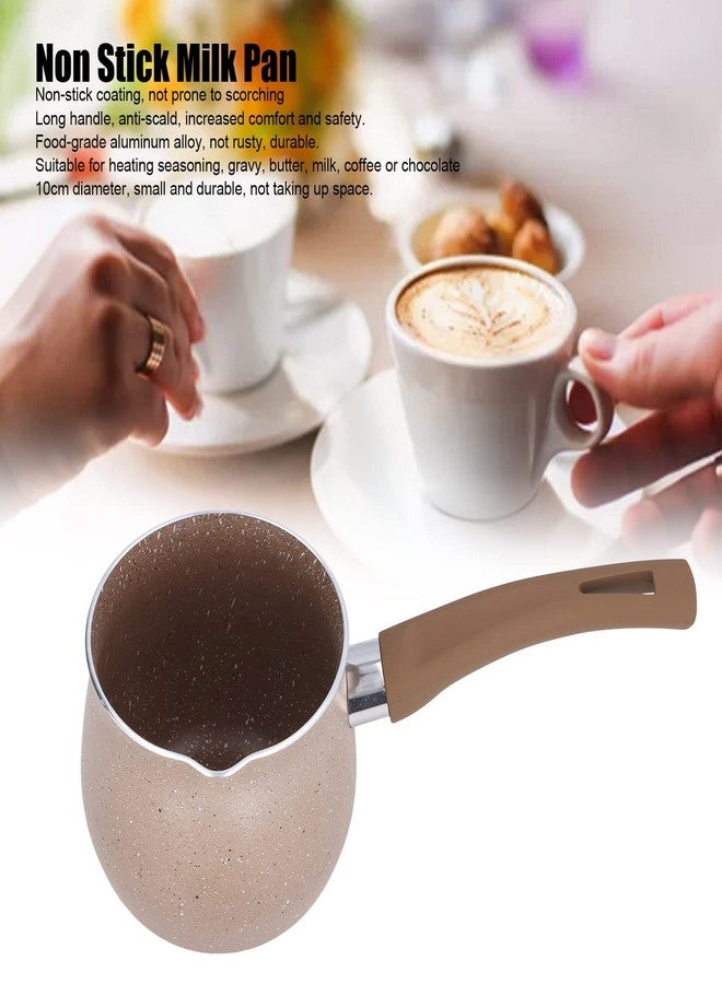 Acouto Small Milk Pan, Brown Aluminum Alloy Sauce Pan Small Soup Pot with Single Handle for Coffee Butter Chocolate - Image 3
