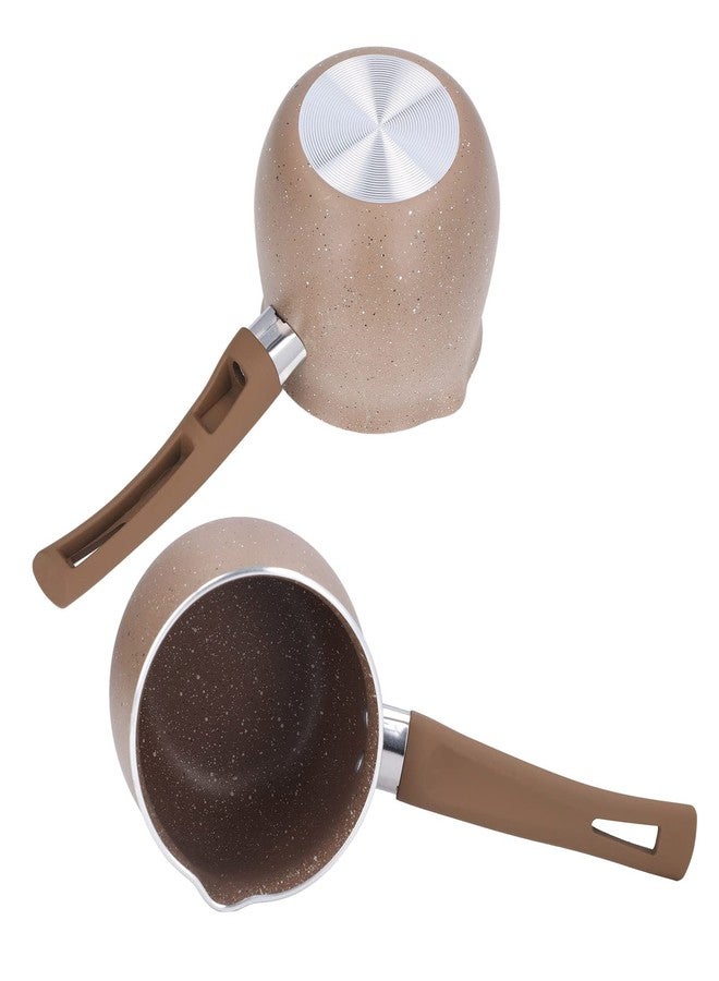 Acouto Small Milk Pan, Brown Aluminum Alloy Sauce Pan Small Soup Pot with Single Handle for Coffee Butter Chocolate - Image 5