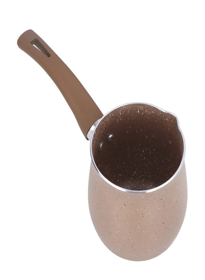 Acouto Small Milk Pan, Brown Aluminum Alloy Sauce Pan Small Soup Pot with Single Handle for Coffee Butter Chocolate - Image 1